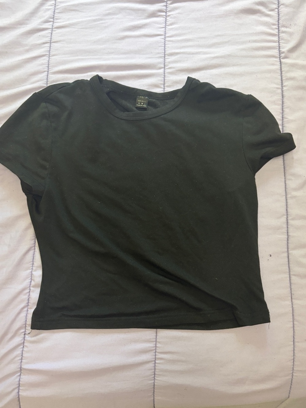 Black Short Sleeve Crewneck Women's Top